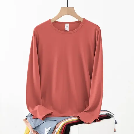 莫代尔长袖t恤男装2023新款秋季薄款纯色圆领打底衫内搭秋衣小衫商品大图