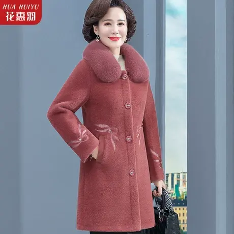 妈妈冬装洋气水貂绒外套中老年女冬季中长款中年高贵皮毛一体大衣图片