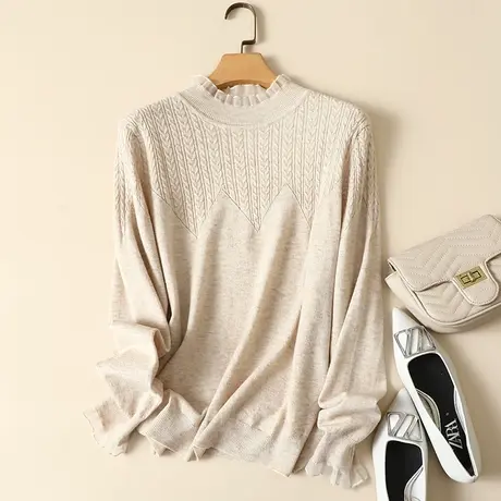 半高领毛衣打底衫女秋季2023年新款内搭长袖上衣宽松大码针织衫女商品大图