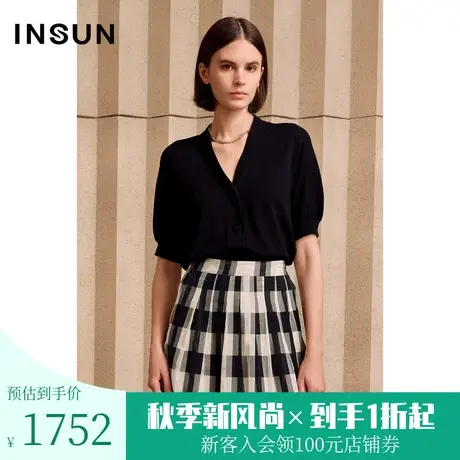 恩裳商场同款夏季灯笼袖修身舒适桑蚕丝毛针织衫开衫女图片