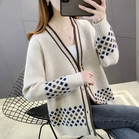 开衫毛衣外套女2022年新款爆款洋气春款女装针织外套女早春季上衣商品大图