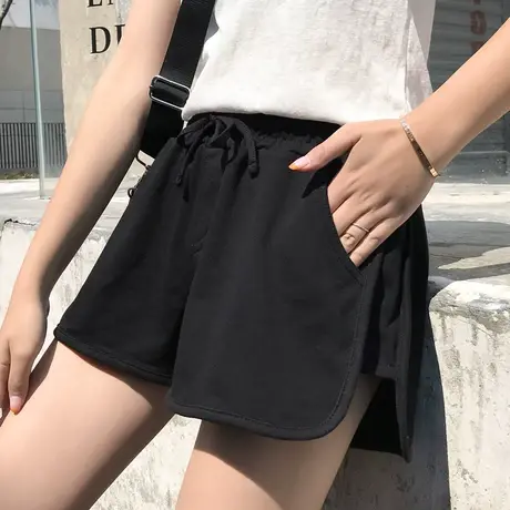 运动短裤黑色宽松高腰外穿防走光夏季新款休闲短裤女韩版阔腿短裤商品大图