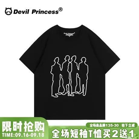 ulzzang小众设计感超火黑色t恤女短袖百搭正肩简约风纯棉半袖上衣商品大图