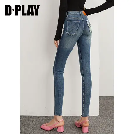 DPLAY【黑标】秋装新高腰显瘦紧身铅笔裤弹力舒适牛仔蓝长裤图片
