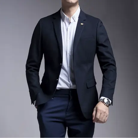 Seno毛呢加厚保暖西装男商务休闲西服韩版潮流时尚修身单西外套图片