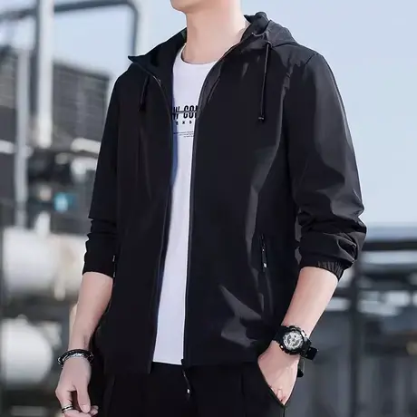 夹克男春秋季潮牌潮流ins百搭男装衣服帅气休闲运动连帽外套上衣图片