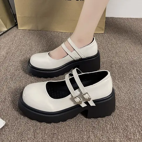 玛丽珍女鞋新款2023新款夏季高跟单鞋女秋款英伦风小皮鞋厚底粗跟商品大图