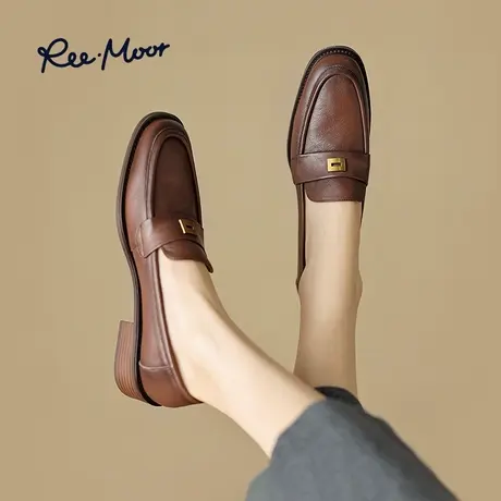 REEMOOR25春季新英伦超软羊皮棕色乐福鞋通勤软底小皮鞋单鞋女鞋图片