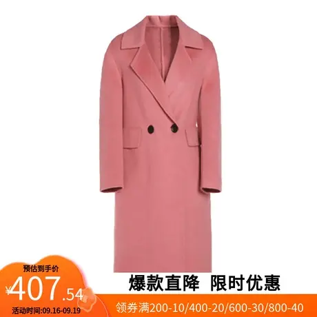 【艾格】双面大衣2023春季新款双排扣中长款羊毛呢子外套官方旗舰图片