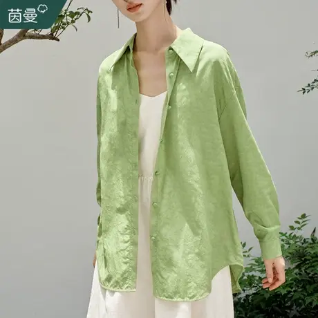 茵曼法式设计感长袖衬衣女2023年秋冬装新款后背系带上衣开叉衬衫图片