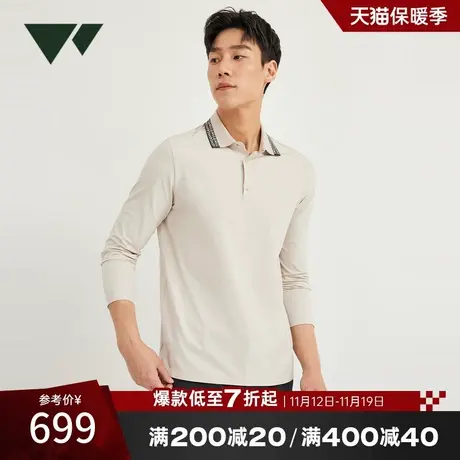 [商场同款]七匹狼长袖polo男秋季新品2023品质休闲高级感翻领T恤图片