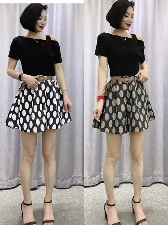 波点印花短裤女2023年夏季新款裤裙时尚宽松休闲五分裤热裤子女潮商品大图