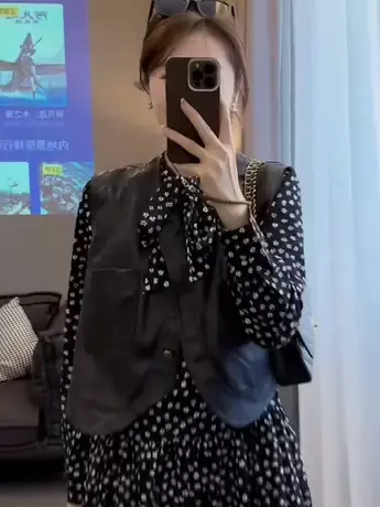 pu皮衣马甲外搭复古坎肩马夹短款背心套装上衣外套女2023秋季百搭图片