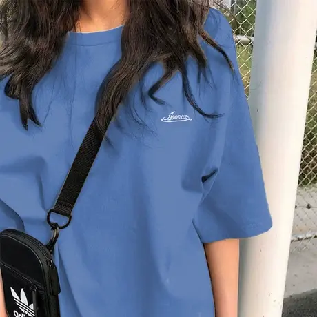 2023年春夏季新款情侣装女装设计感小众短款上衣正肩短袖t恤ins潮商品大图