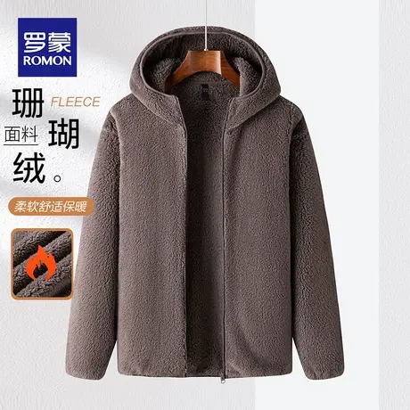 罗蒙男女同款连帽休闲服2023秋冬季新款简约百搭保暖外套长袖上衣图片