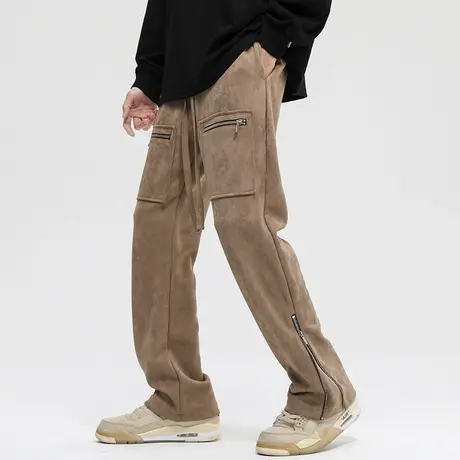 男士美式麂皮绒裤子男直筒宽松男裤秋冬新款2023新款休闲长裤男款商品大图