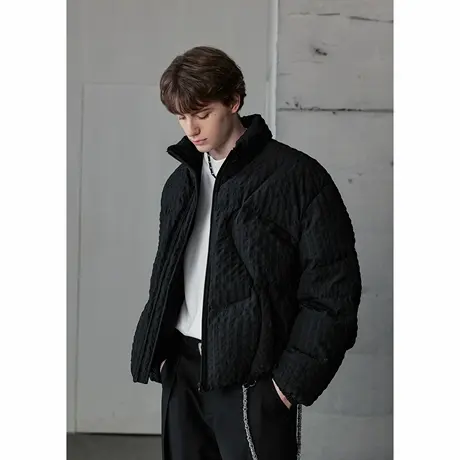 Lilbetter绒感保暖半高领设计感羽绒服2024冬季新款肌理感面包服商品大图