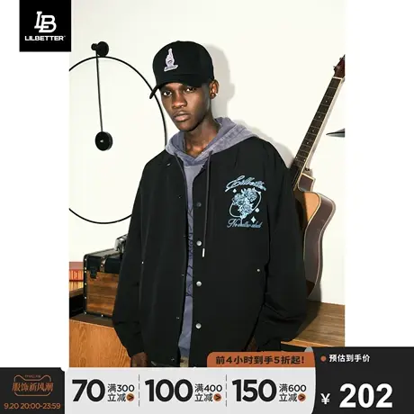 Lilbetter教练夹克男美式刺绣情侣外套高级感翻领上衣秋冬款衣服商品大图