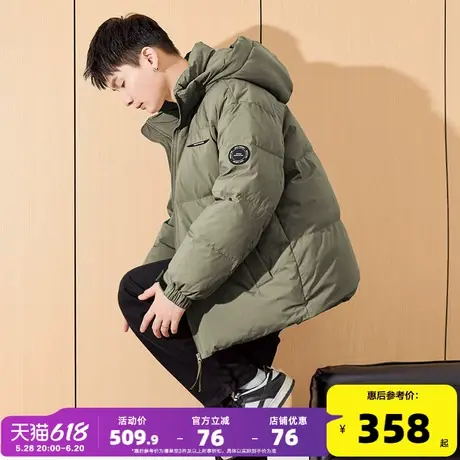 唐狮2024冬季新款羽绒服男连帽拼接撞色短款面包服加厚宽松外套潮商品大图