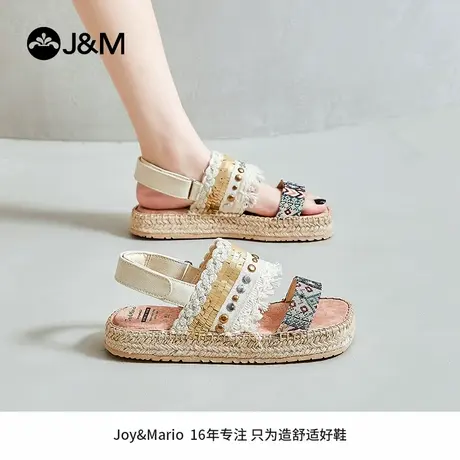 J＆M/快乐玛丽女民族风春夏季新款百搭小众鞋子厚底外穿露趾凉鞋商品大图