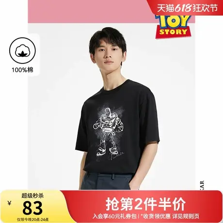 【迪士尼系列】热风男士黑色短袖T恤2025年夏季新款短T迪士尼联名商品大图