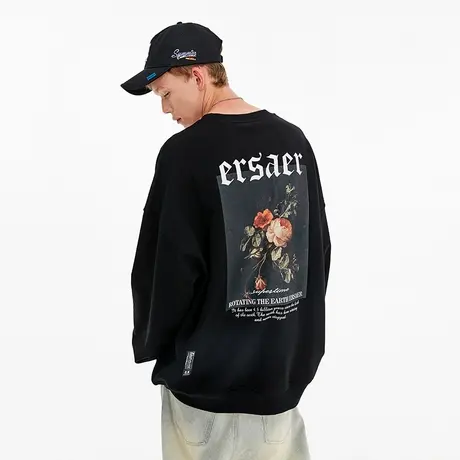 ER复古油画情侣卫衣男美式高街嘻哈潮牌T恤oversize休闲重磅外套商品大图