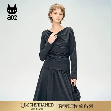 a02【ET释放系列】设计感长袖T恤女2025秋季新款气质上衣打底衫商品大图