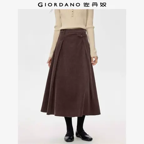 佐丹奴裙子女秋冬新款纯棉灯芯绒复古a字裙大摆半身长裙13465865商品大图