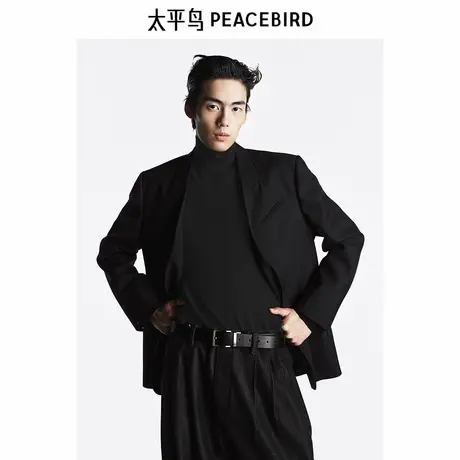 【高端通勤系列】太平鸟男装 2025年春新款黑色羊毛西服B1BAF112E图片