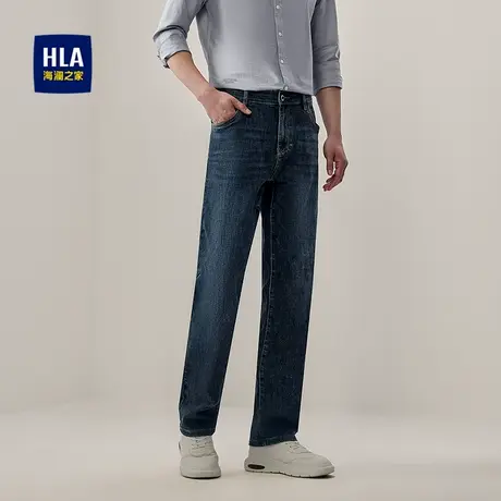 HLA/海澜之家五袋款牛仔裤2025秋冬新款弹力中高腰洗水工艺裤子男商品大图