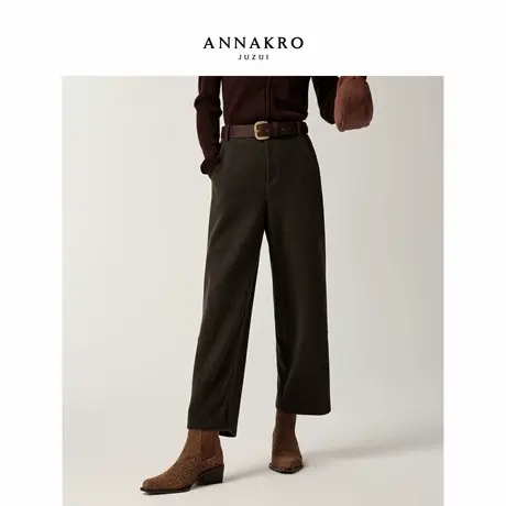 玖姿安娜蔻琥珀流光风解构分割宽松九分弯刀裤女2025冬季新款图片