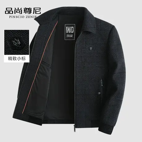 【雪尼尔】中老年爸爸秋装外套线条提花翻领挺括有型男士夹克春秋商品大图