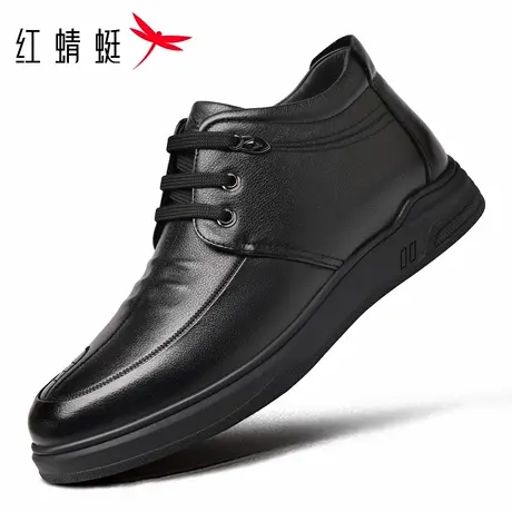 红蜻蜓男鞋冬季鞋子休闲高帮商务皮鞋男棉鞋男款加厚加绒牛皮冬天商品大图