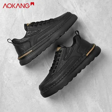 奥康男鞋2025新款秋季休闲板鞋男款黑色潮流增高百搭时尚运动鞋子图片