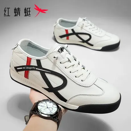 红蜻蜓男鞋秋季新款真皮德训阿甘鞋百搭增高休闲小白鞋耐磨运动鞋商品大图