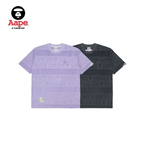 Aape旗舰店男装春夏猿颜图案纯色印花毛巾植绒短袖T恤0858XXI商品大图