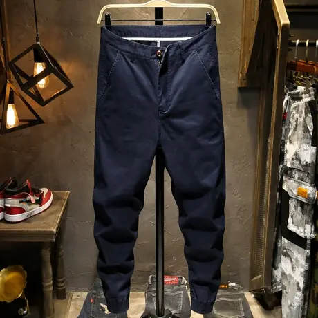 春夏款潮牌余文乐工装裤男束脚裤男运动休闲裤男小脚长裤宽松大码商品大图