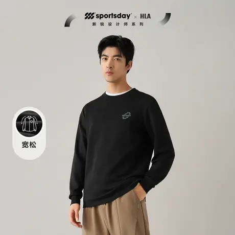 HLA/海澜之家sportsday潮流马术运动T恤2023春秋圆领印花上衣男图片