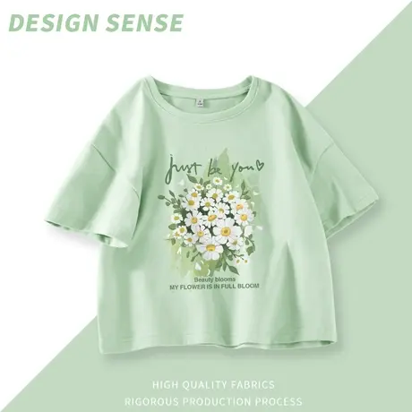 VR真维斯短袖t恤女小个子短款上衣2023夏季新款纯棉体恤高腰显瘦V商品大图