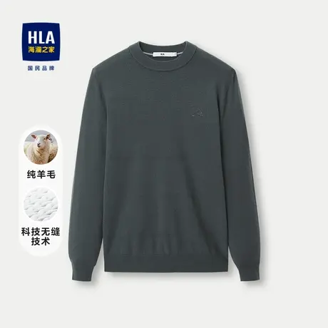【纯羊毛】HLA/海澜之家半高领长袖针织衫23秋冬新款加厚羊毛衫男商品大图