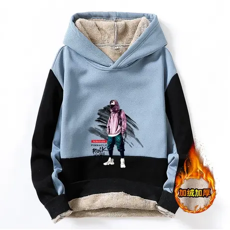 连帽卫衣男士外套2023秋冬新款韩版潮流ins加绒加厚宽松保暖上衣商品大图