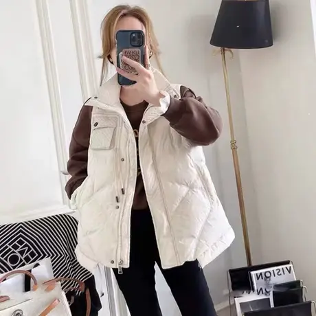 黑色羽绒棉马甲女2021年新款秋冬季韩版时尚潮流宽松立领马夹外套商品大图