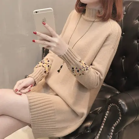 毛衣女秋冬宽松外穿中长款上衣2023年新款时尚洋气半高领打底衫女图片