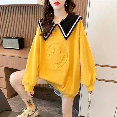 早秋娃娃领卫衣女春秋季韩版宽松设计感小众海军风薄款上衣外套潮商品大图