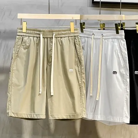 冰丝短裤男夏季薄款韩版潮流卡其色宽松直筒休闲裤子男士五分中裤图片