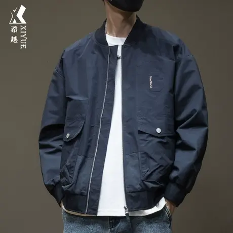 希越春秋季运动棒球服外套男加棉加厚男装新款男士大码男生夹克潮商品大图