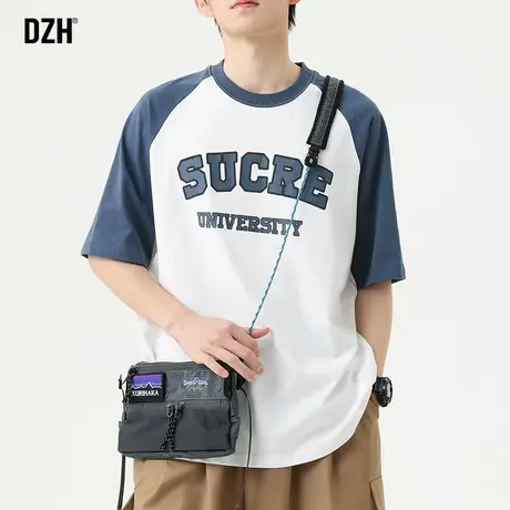 男士情侣插肩袖t恤男短袖夏季男款男装2023新款纯棉宽松上衣体恤商品大图