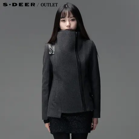 【新品】sdeer圣迪奥专柜正品女冬斜襟立领简帅外套3482207图片