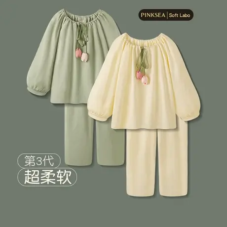Pinksea睡衣女款2024新款秋冬纯棉长袖家居服甜美少女春秋套装商品大图