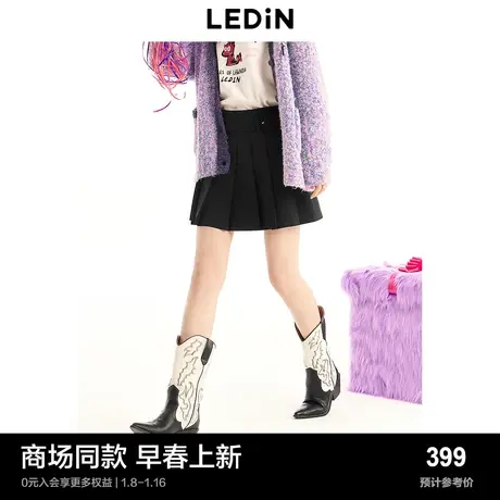 【商场同款】乐町百搭百褶短裙2024年春季新款半身裙女C2GEE1209图片